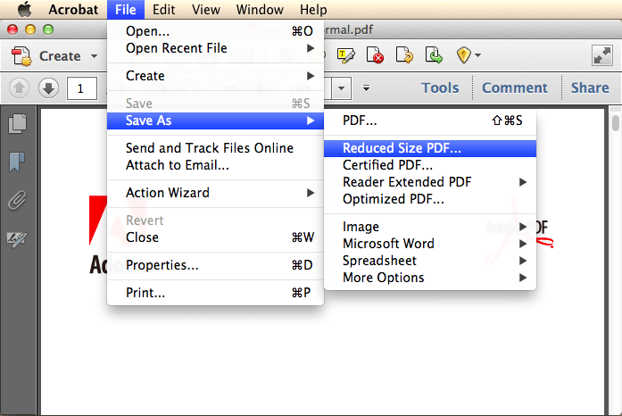 compress a pdf file in acrobat reader for mac